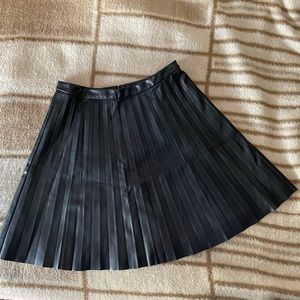 J. Crew Faux Leather Black Pleated Mini Skirt